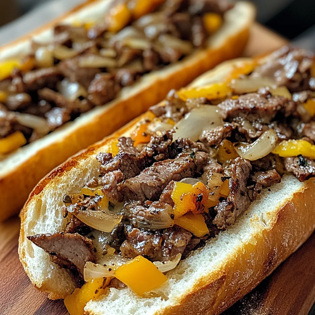 Two sandwiches with meat and onions on a wooden table.