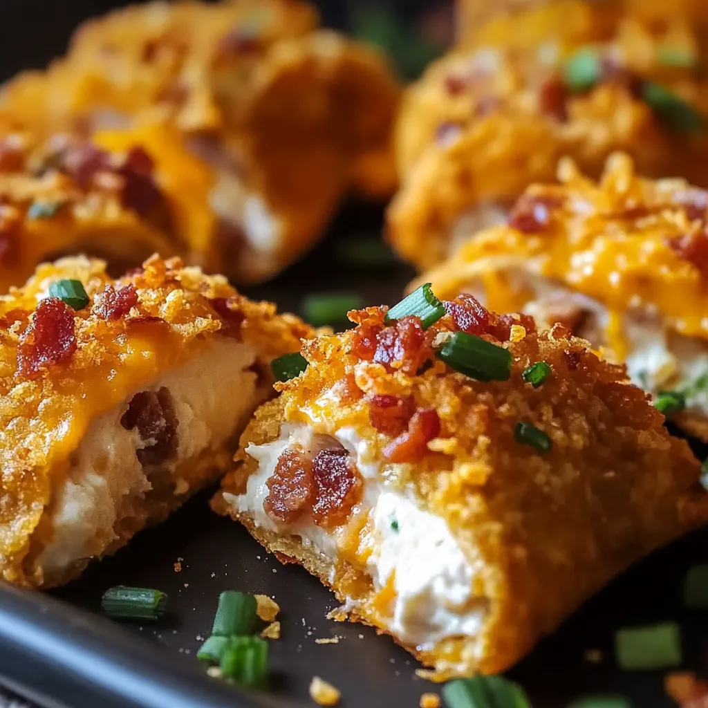 A plate of bacon wrapped appetizers with cheese and bacon on top.