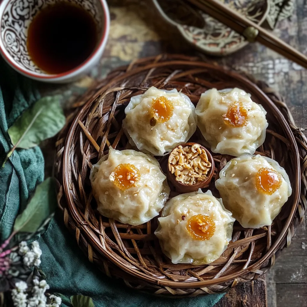 A basket of food with a cup of tea.