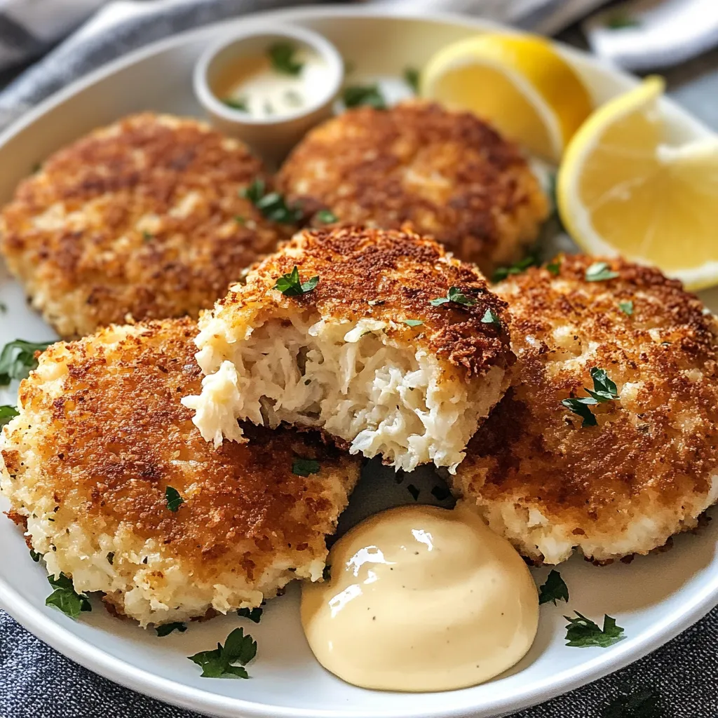 Food on a plate with lemons and some sauce.