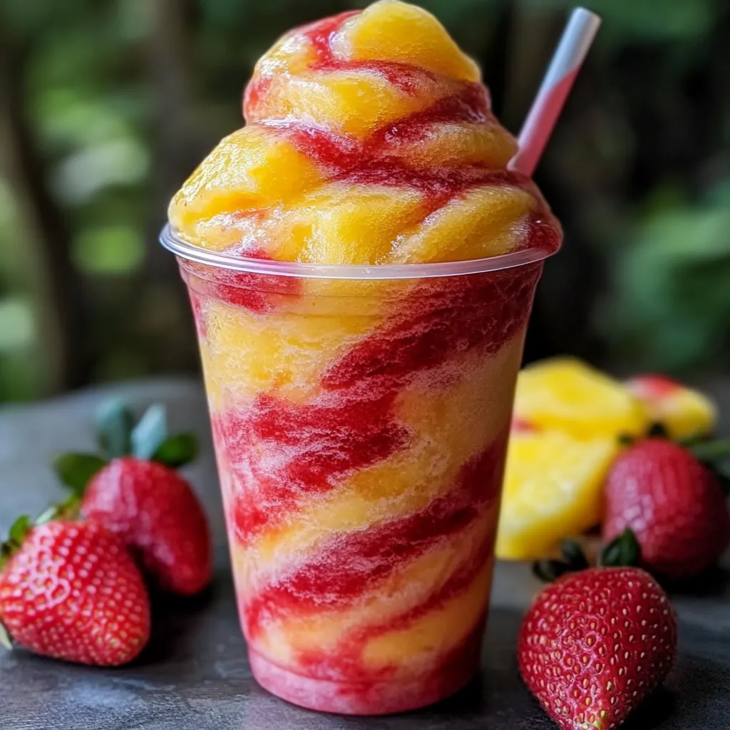 A cup of fruit with a straw in it.