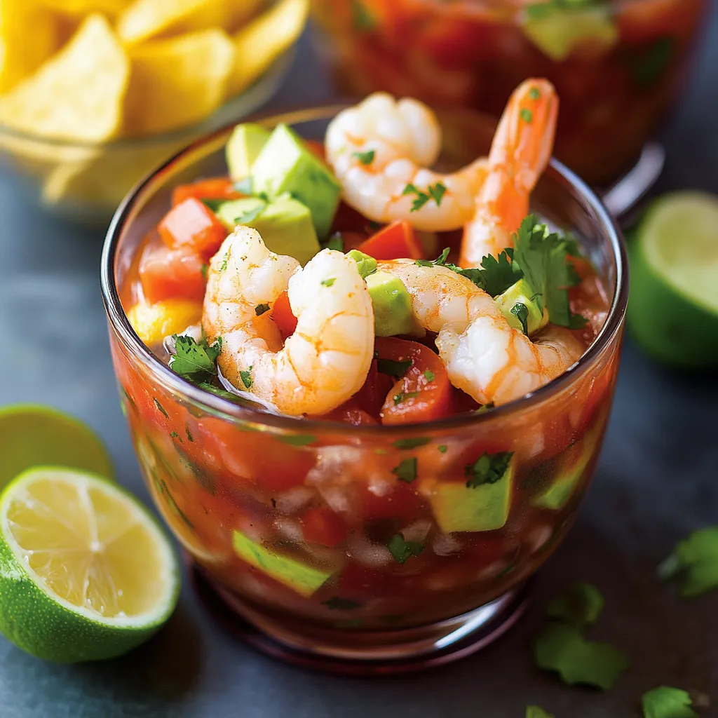 A bowl of shrimp and avocado salsa.