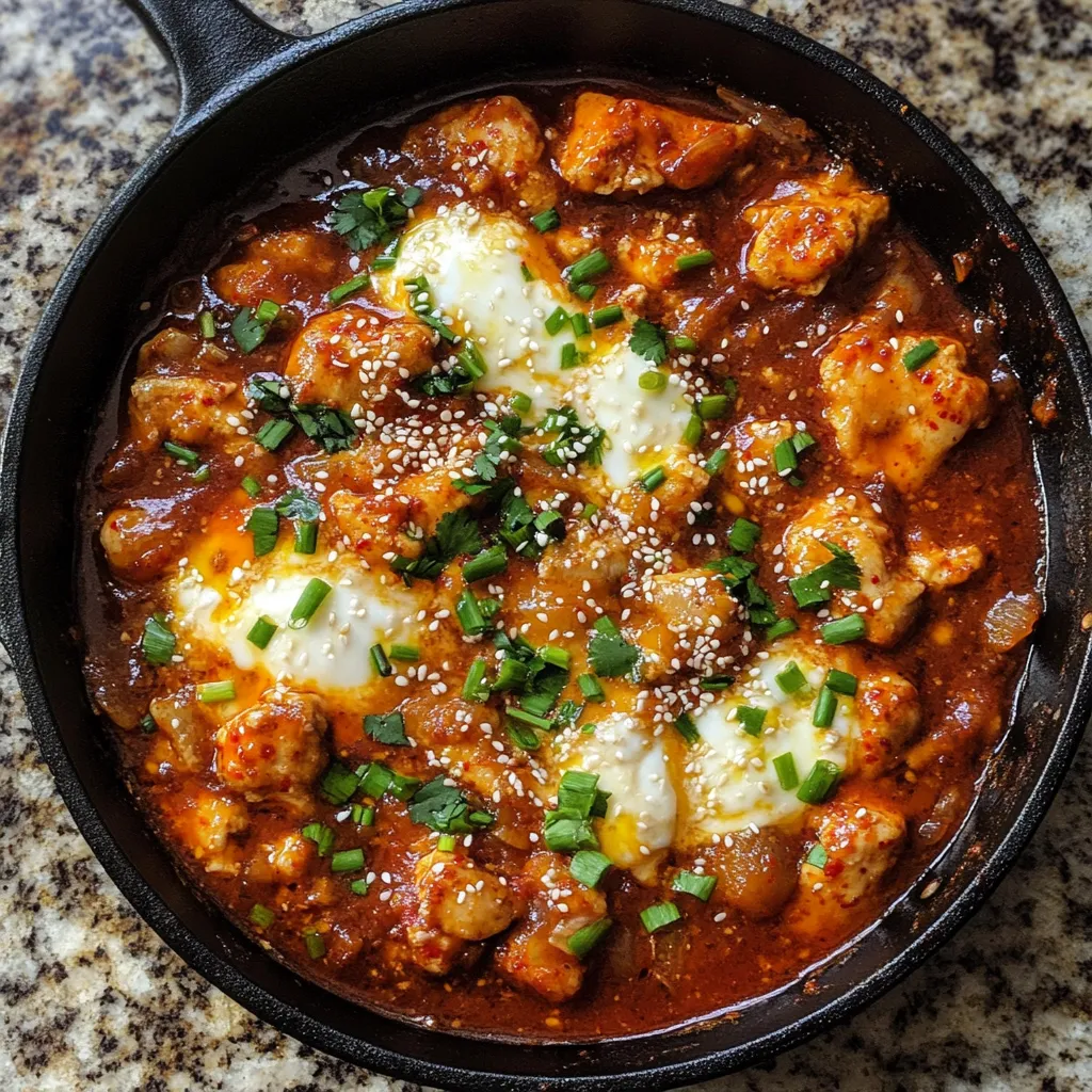 A black skillet with a delicious meal of chicken and vegetables.