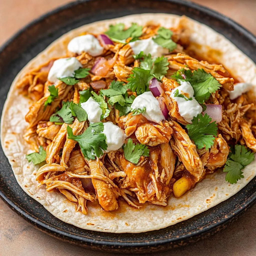 A round plate filled with tortillas and chicken.