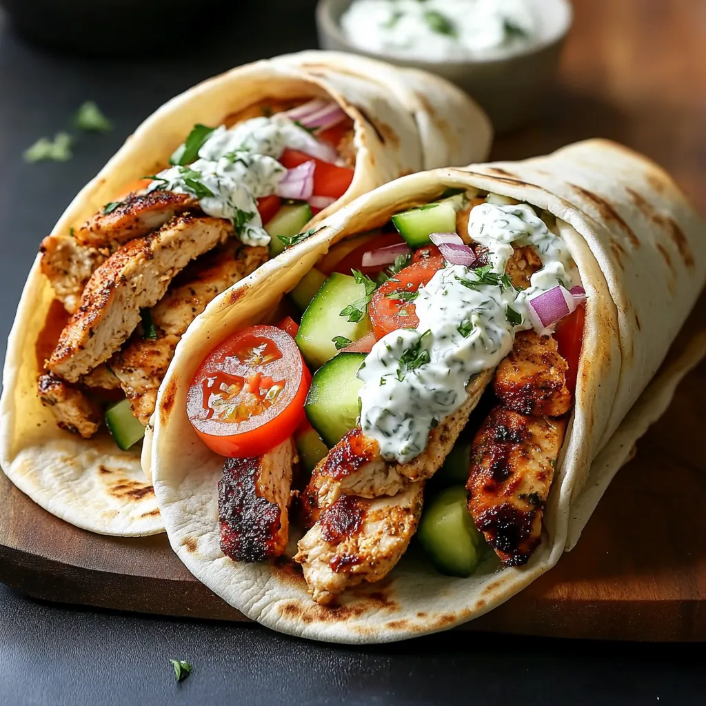 Two wraps filled with meat and vegetables.