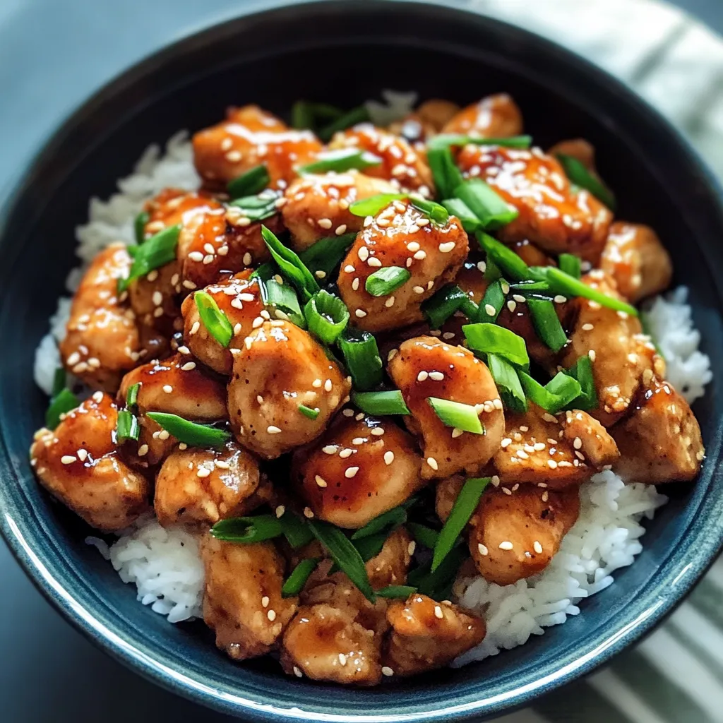 Chicken and rice in a bowl.