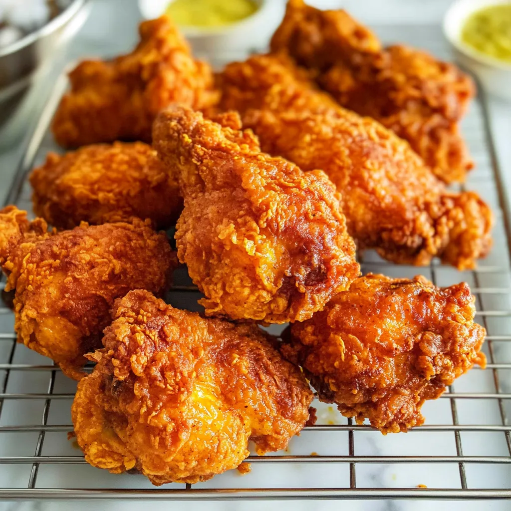 A tray of fried chicken.