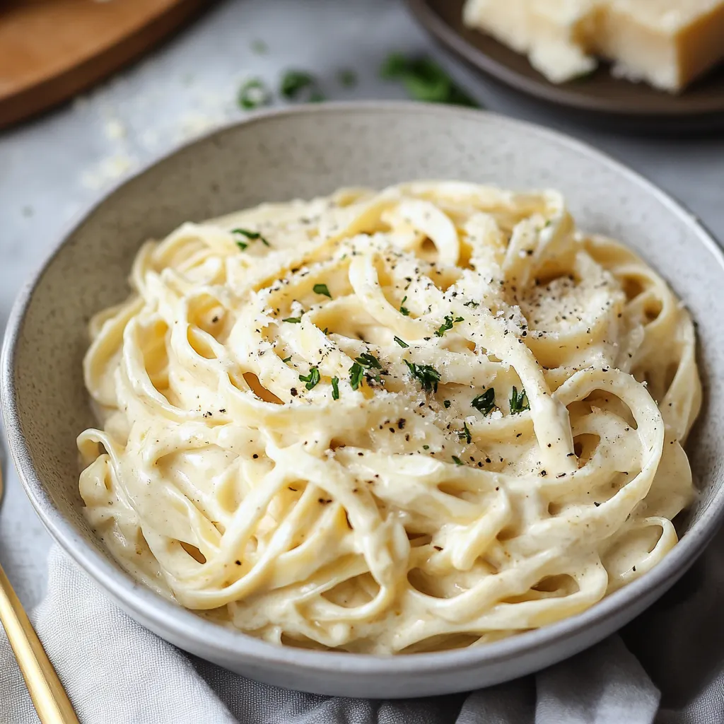 A bowl of pasta with cheese and herbs.