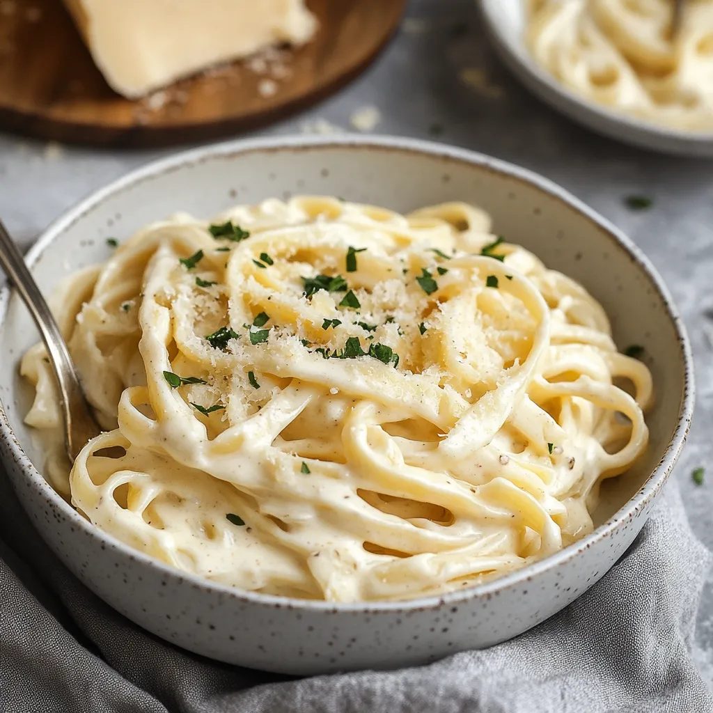 A bowl of pasta with cheese and herbs.