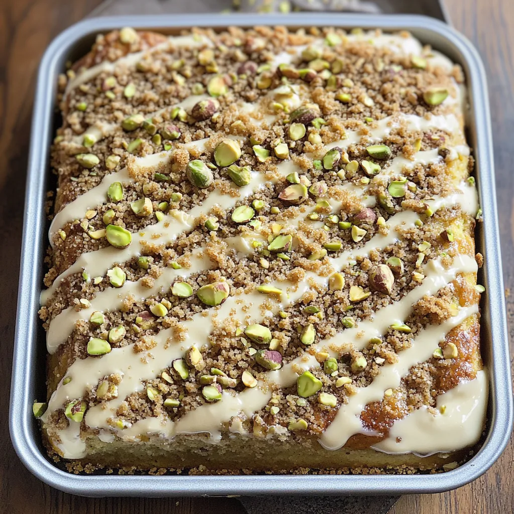 Fluffy cake with almonds and glossy white topping.