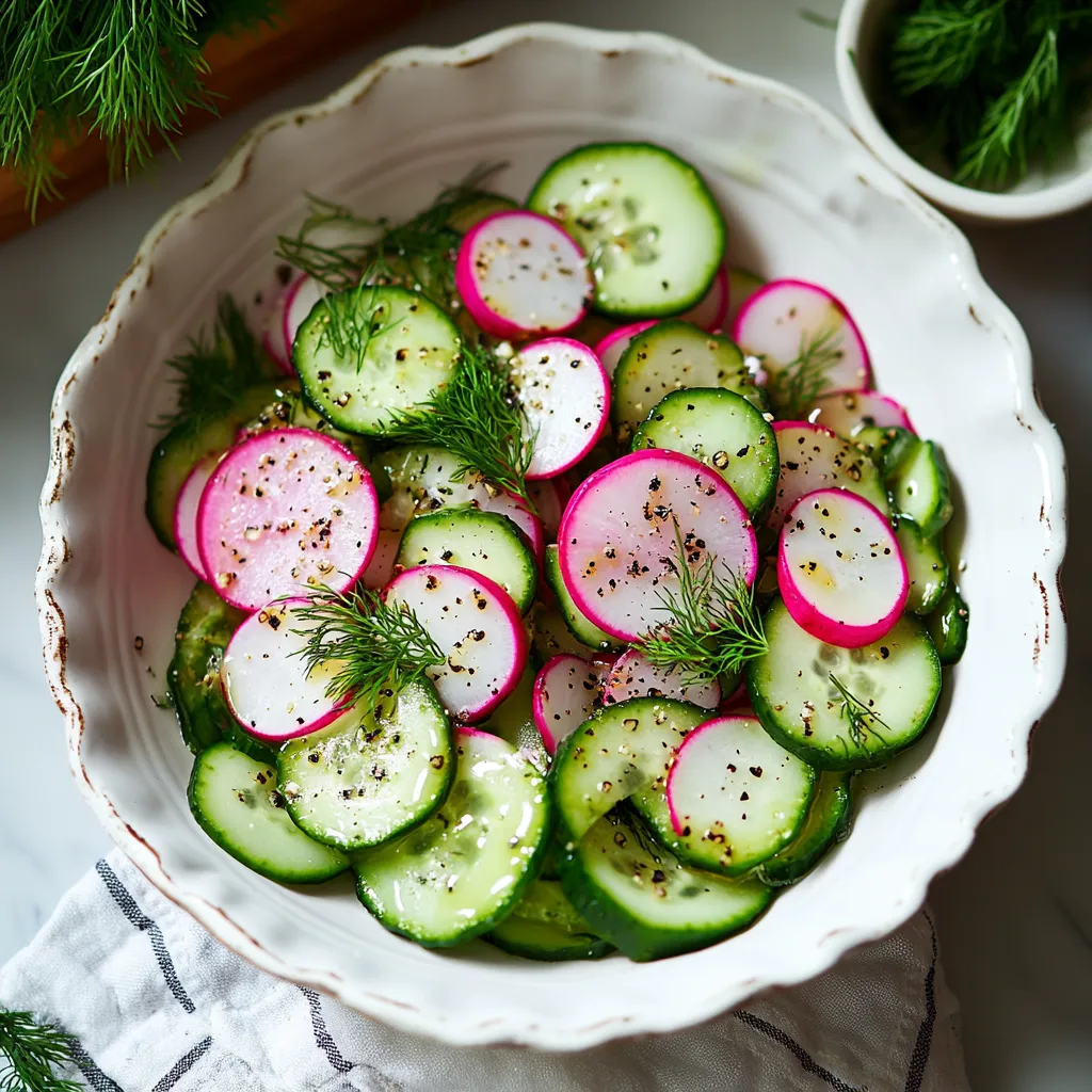 A white bowl piled high with sliced cucumbers.