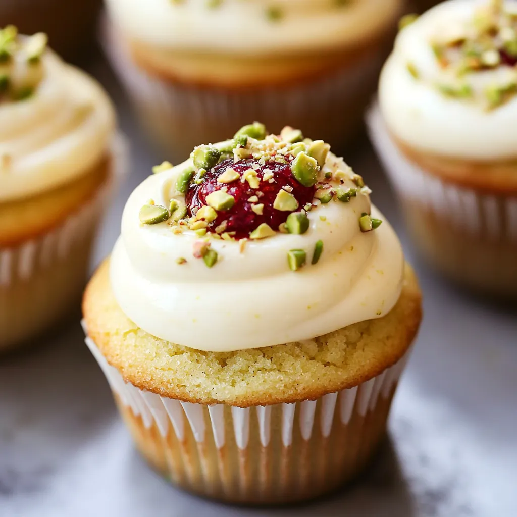 Cupcake topped with white icing and a cherry.