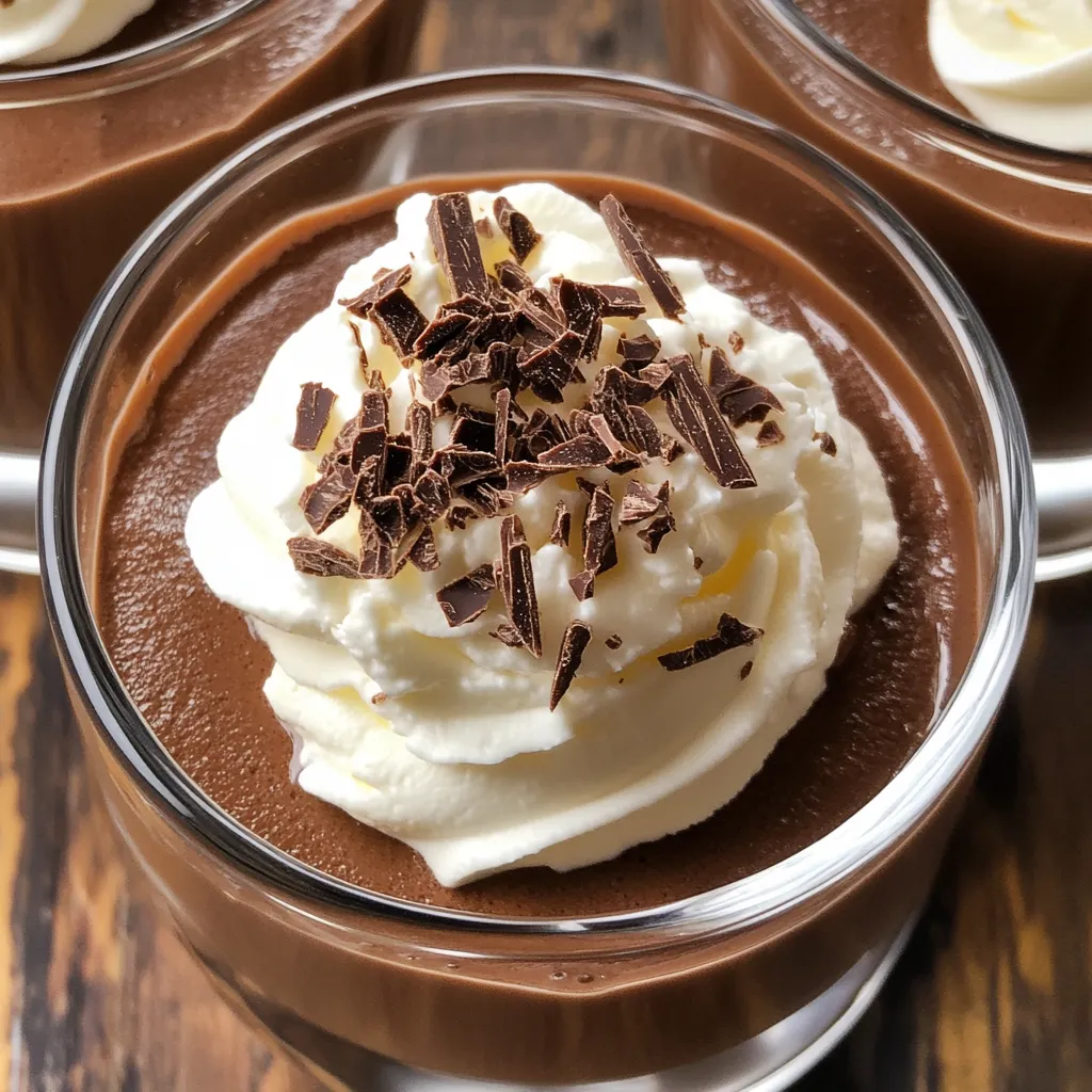 Chocolate topped with whipped cream in a dessert cup.