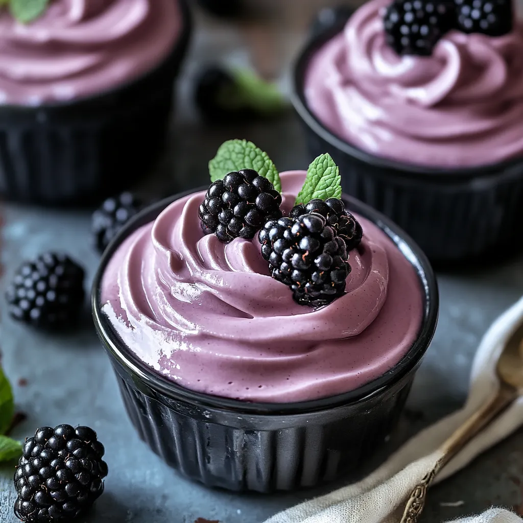 A cupcake with blackberries on top.