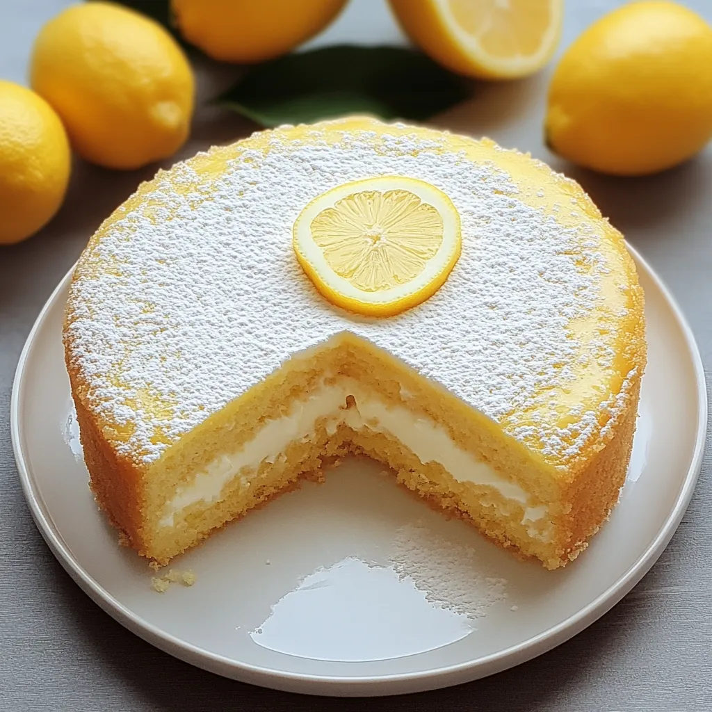 Soft lemon cake slice topped with icing.