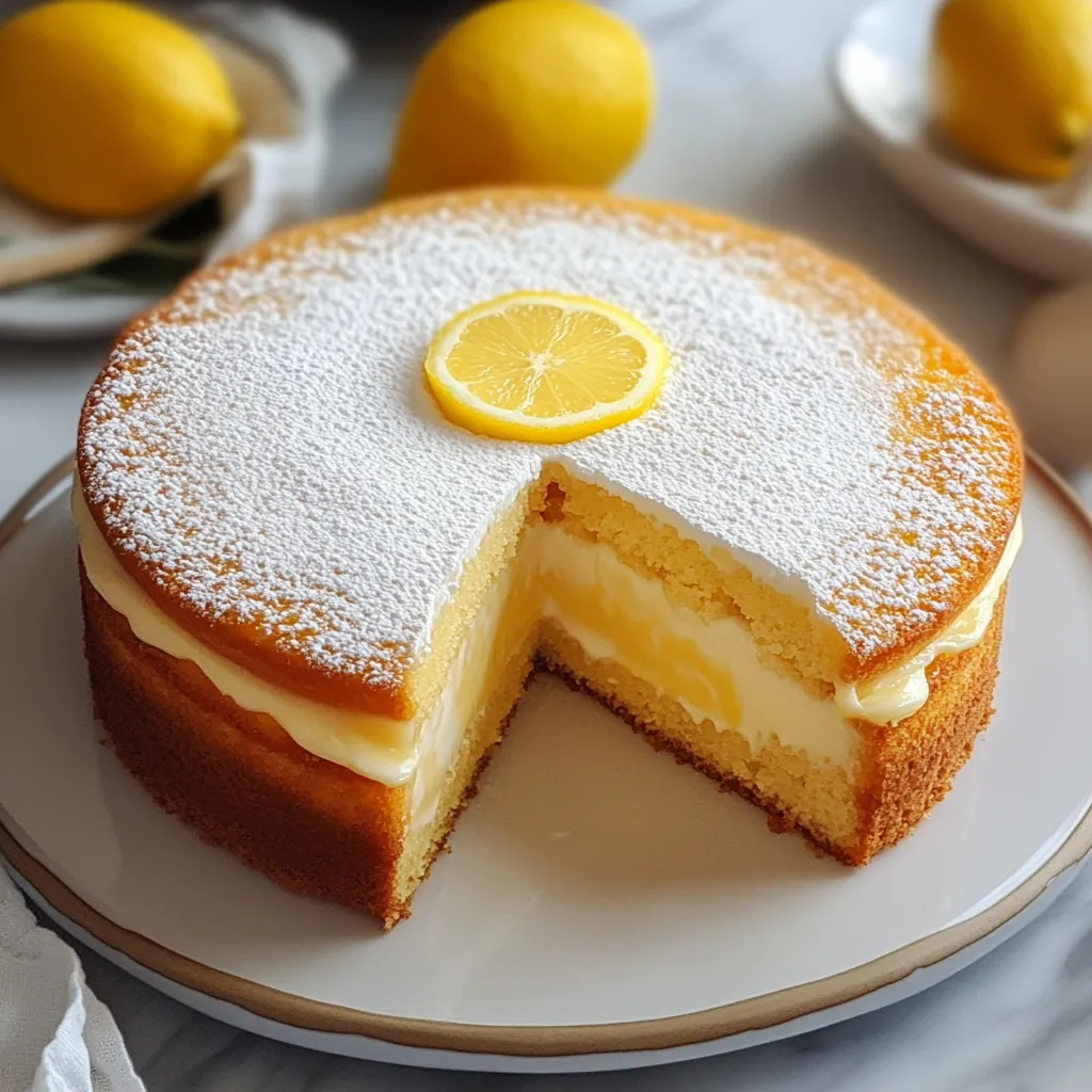 A slice of lemon cake on a dish.