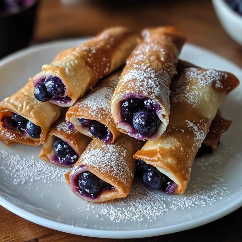 A dish holding pastries stuffed with blueberries.