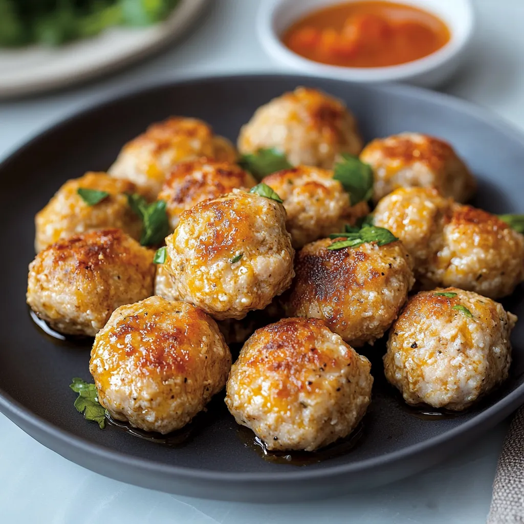 A plate of meatballs with sauce.