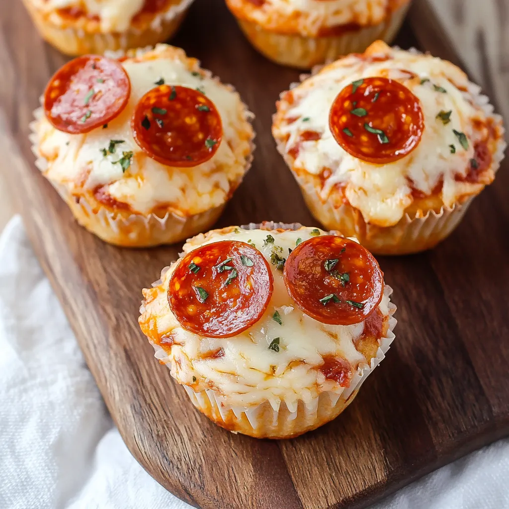 A wooden tray with four mini pizzas on it.