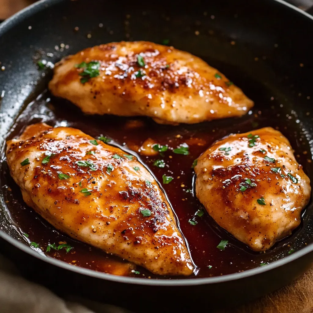 Chicken in a pan with sauce.