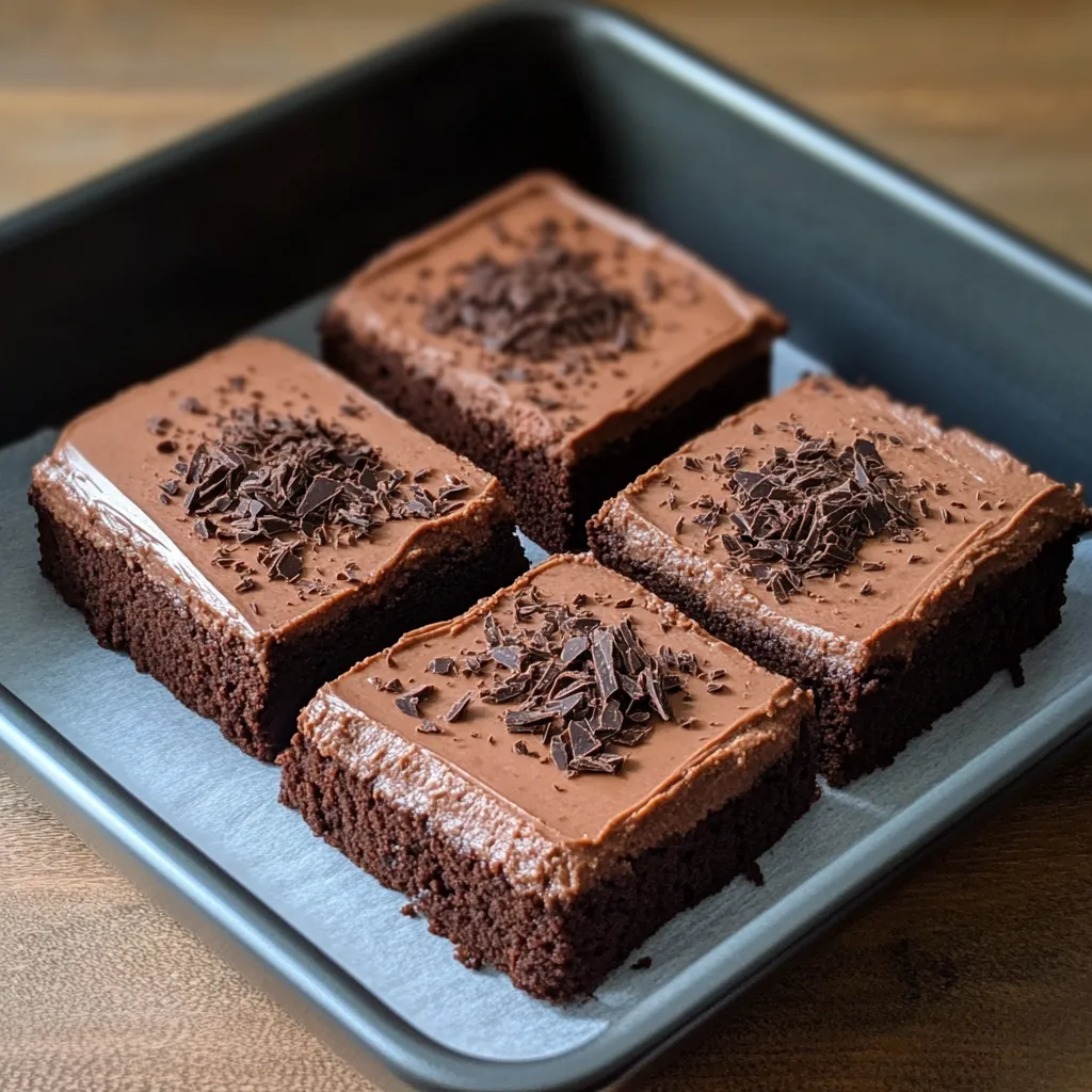 A pan of chocolate cake with chocolate chips.