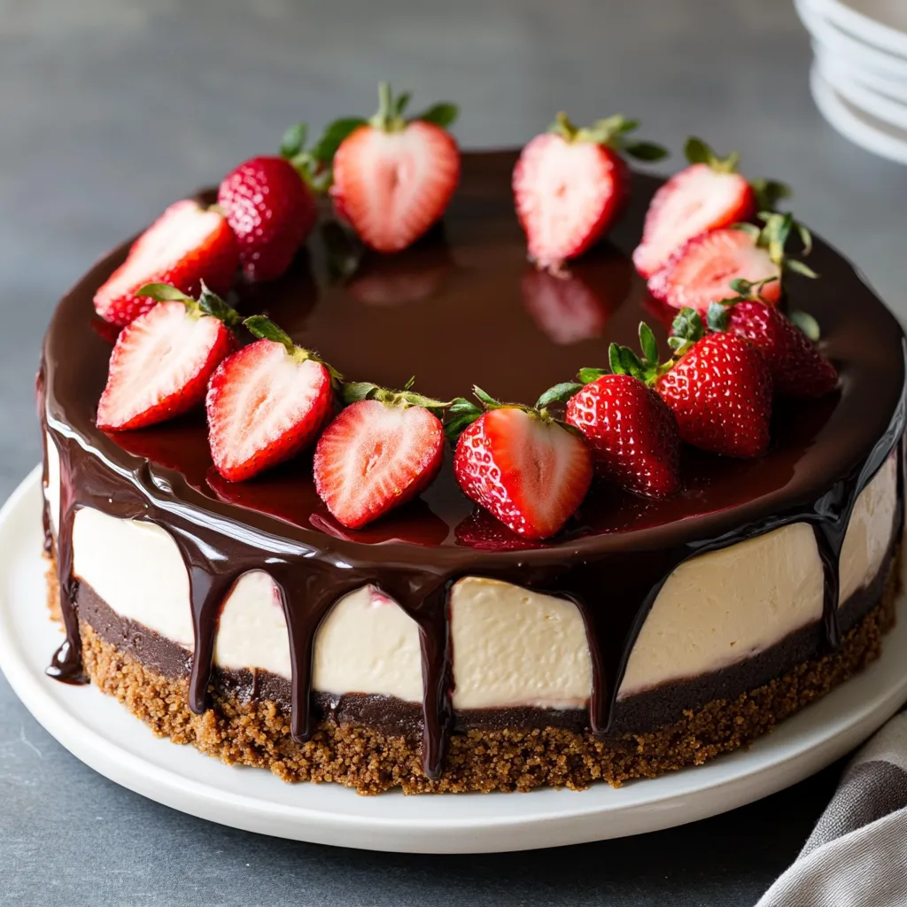 A slice of chocolate cake with strawberries on top.