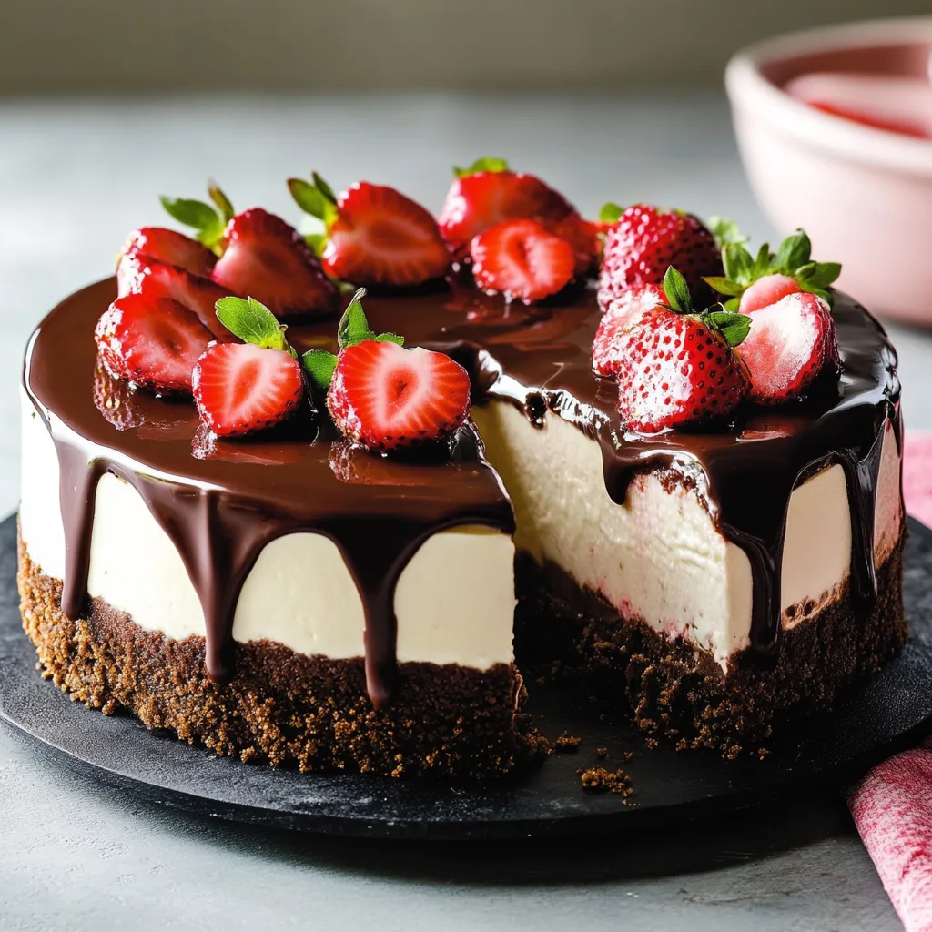 A slice of chocolate cake with strawberries on top.