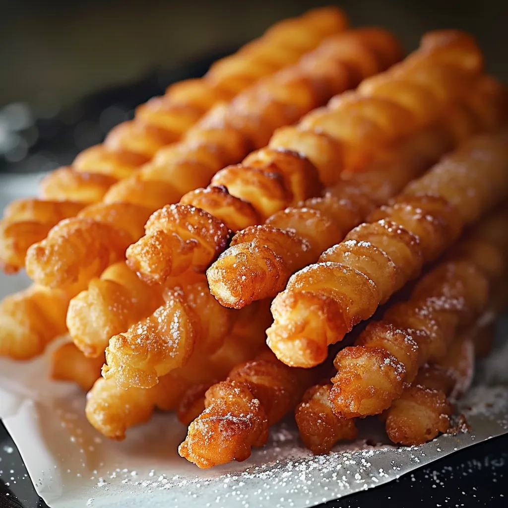 A pile of golden fried sticks on a plate.