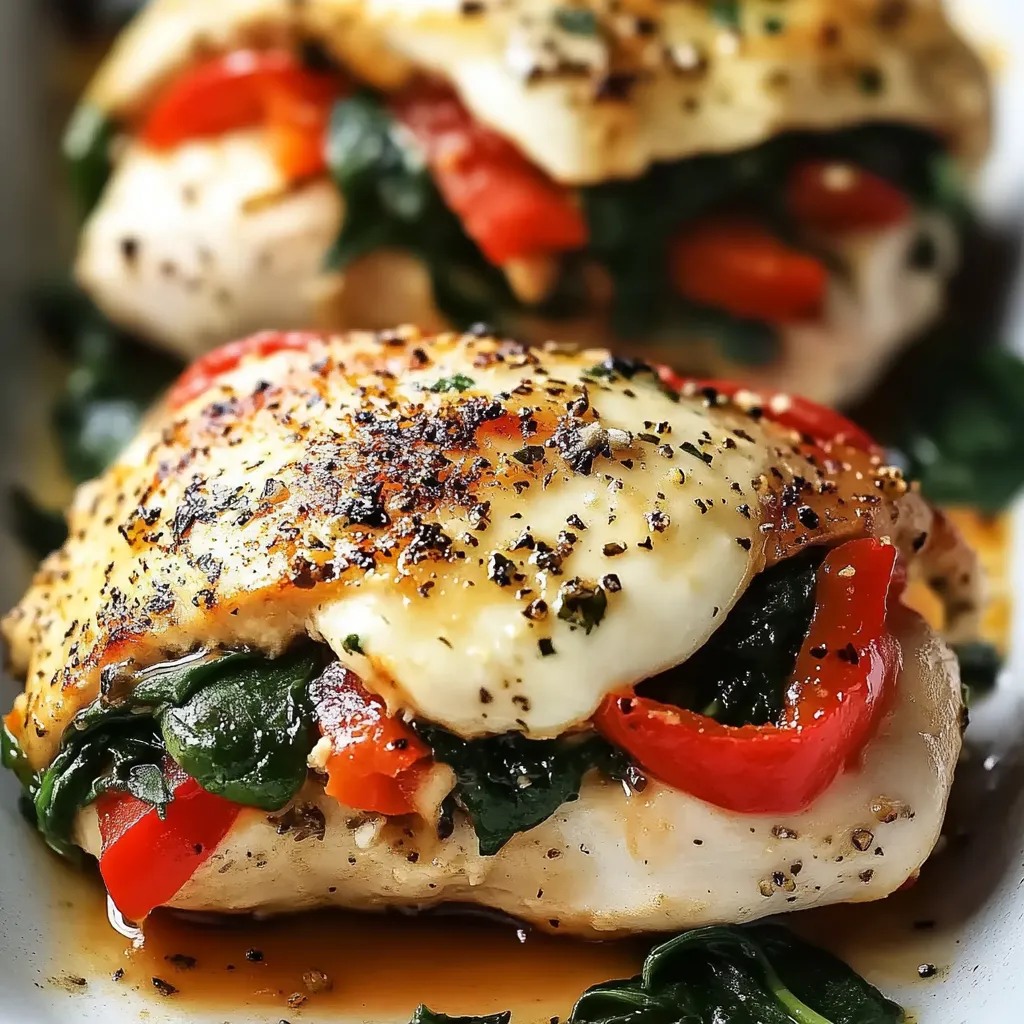 A plate of food with a piece of chicken and tomatoes.