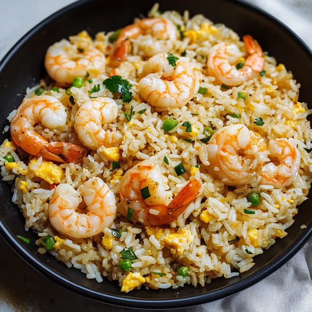 Bowl packed with shrimp, veggies, and rice.