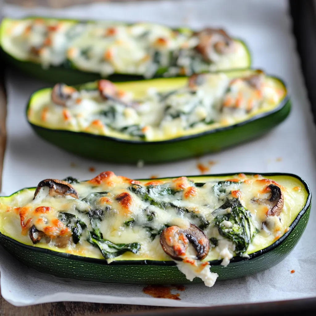 A plate loaded with green veggie boats packed with filling.