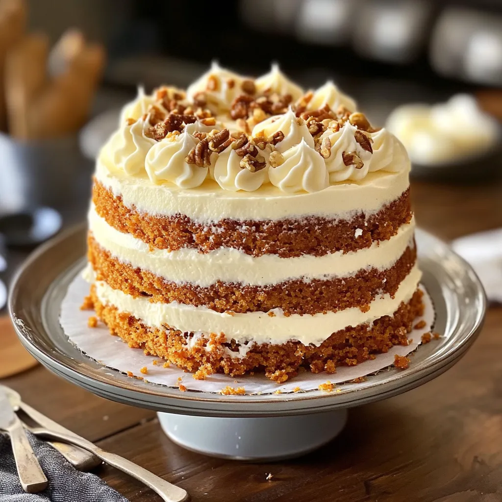 A cake with white frosting and nuts on top.