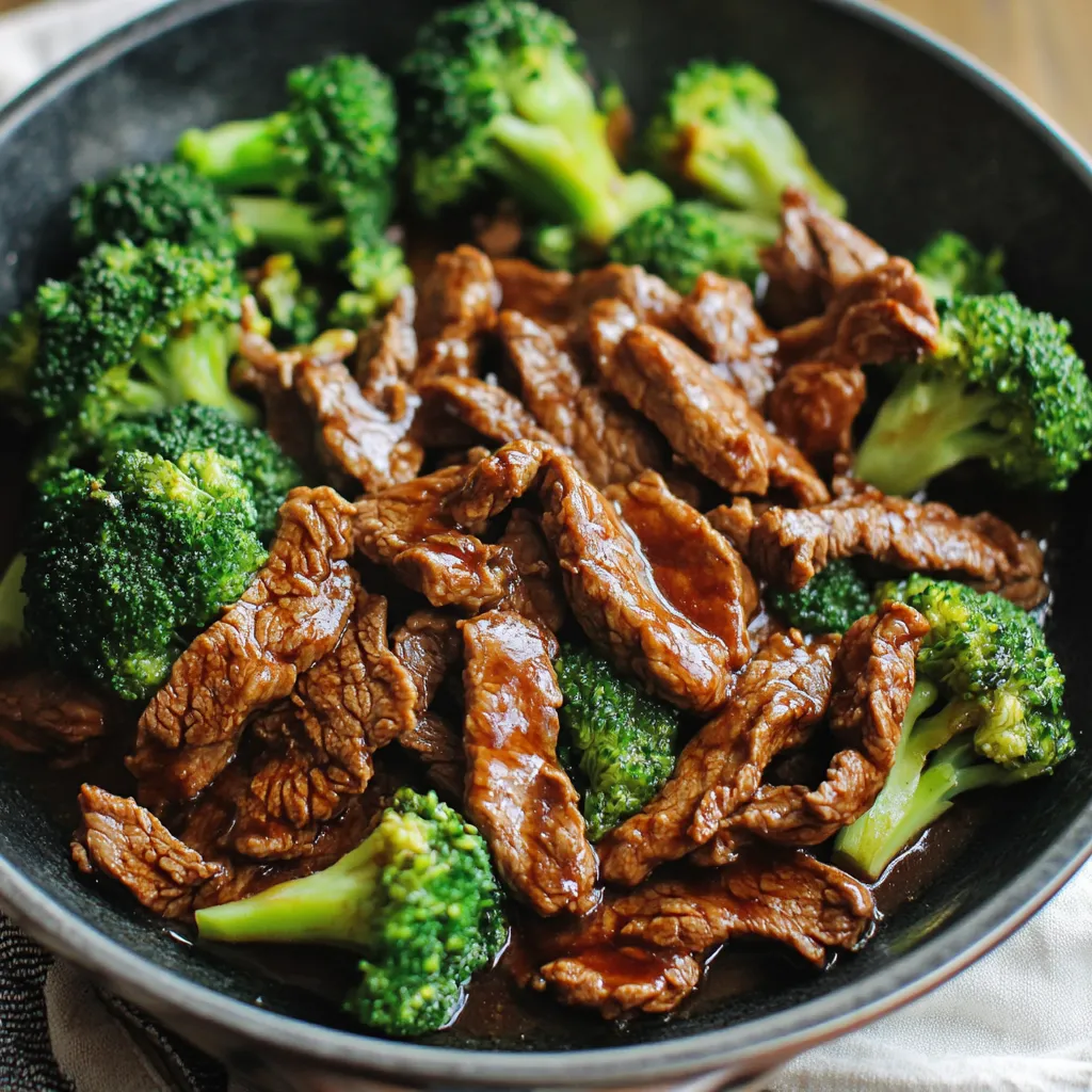 A bowl of beef and broccoli.