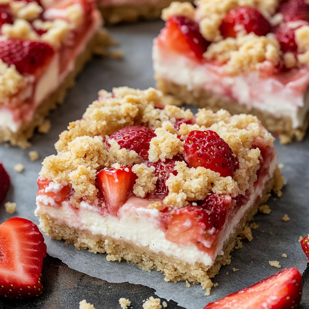 A slice of cake with strawberries on top.