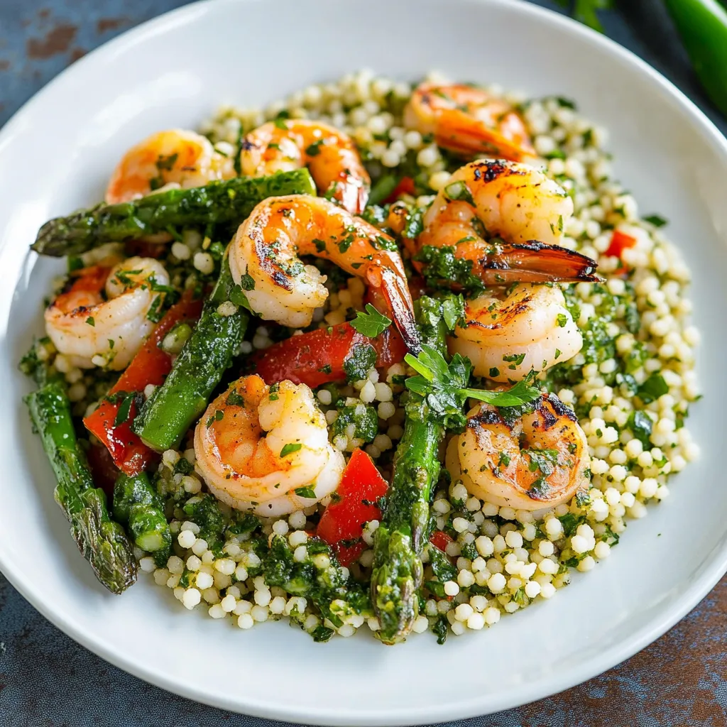 A plate of shrimp and vegetables.
