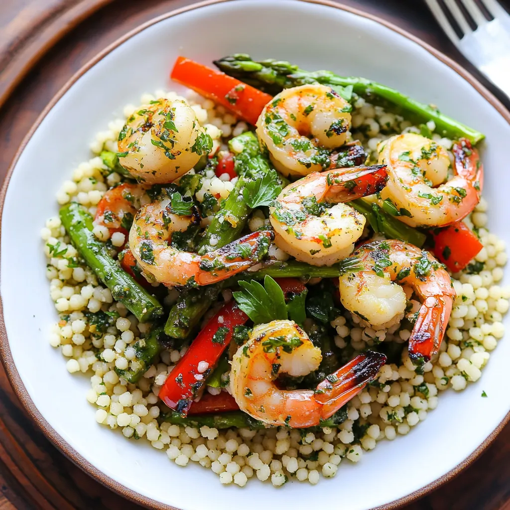 A plate of shrimp and vegetables.