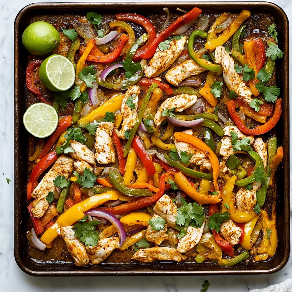 A big tray filled with colorful peppers, limes, and chicken.