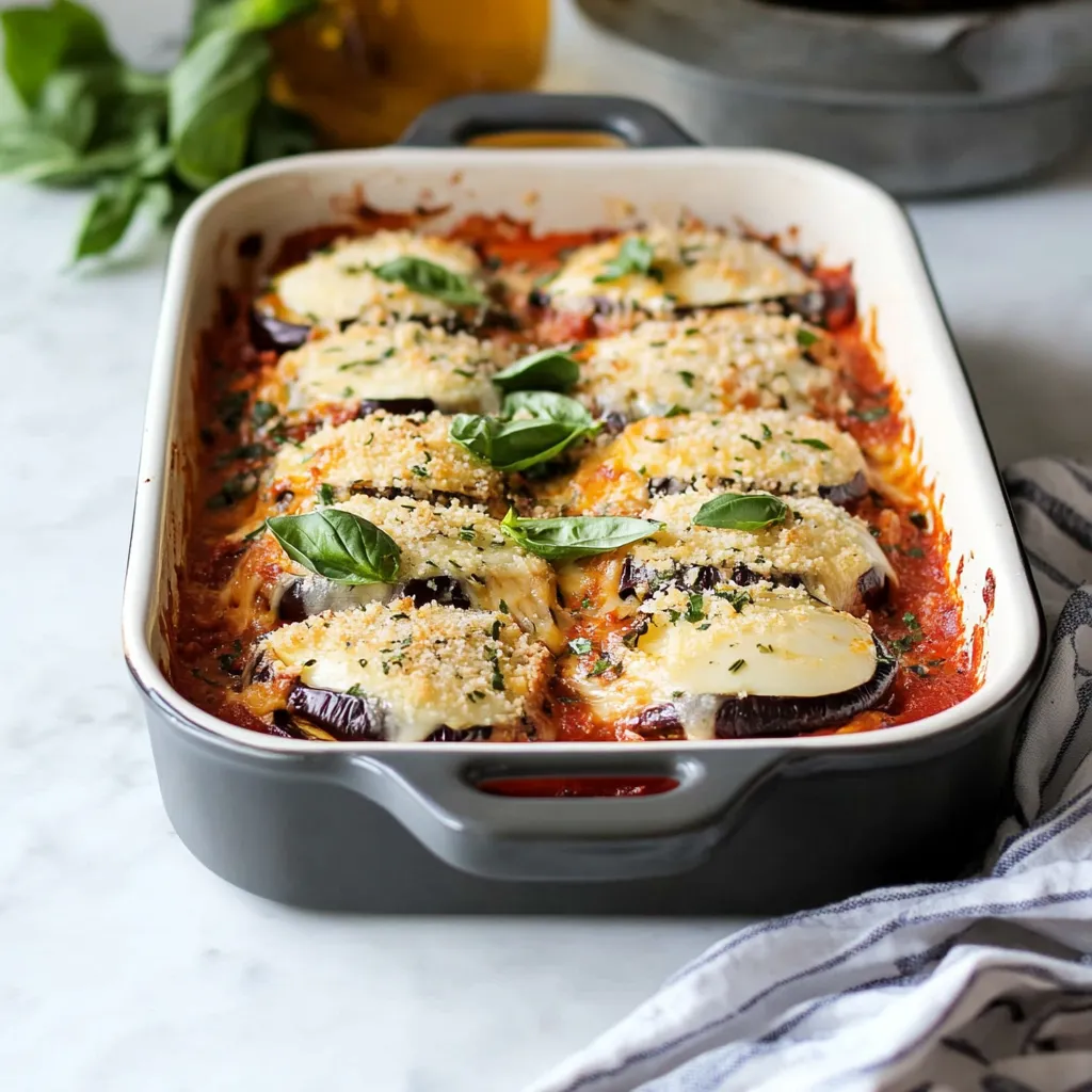 A pan of food with a green herb on top.