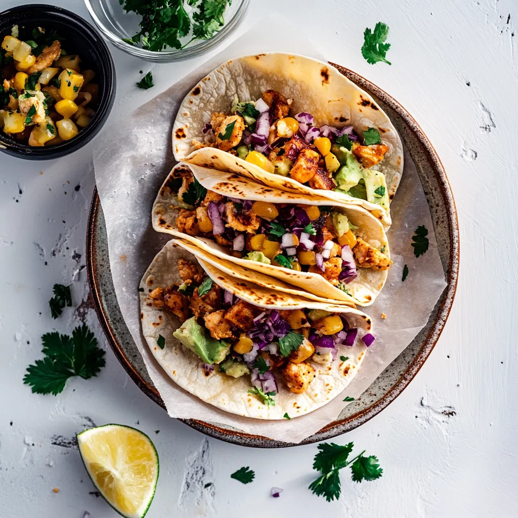 A plate of food with a bowl of salsa.