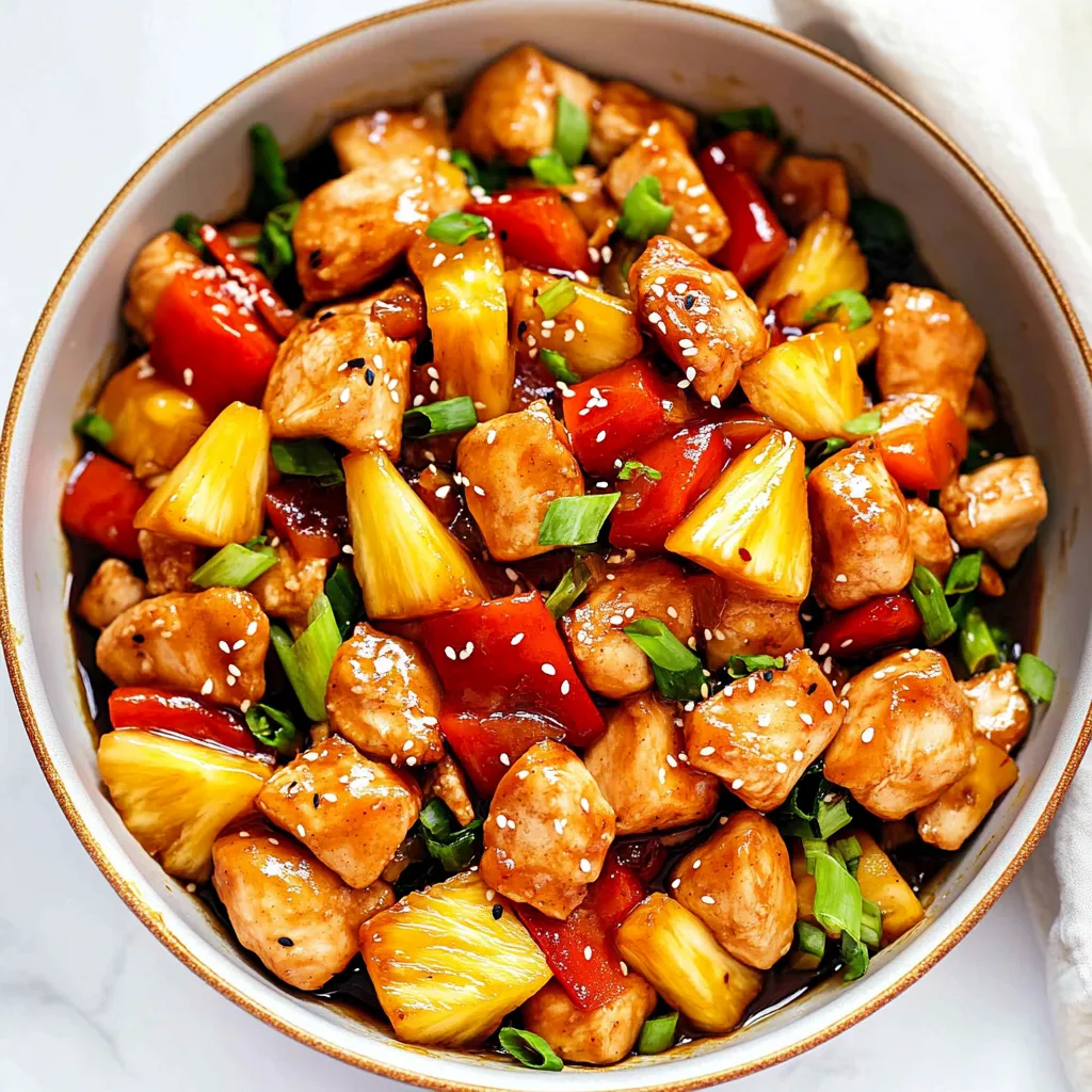 A bowl of chicken and vegetables.