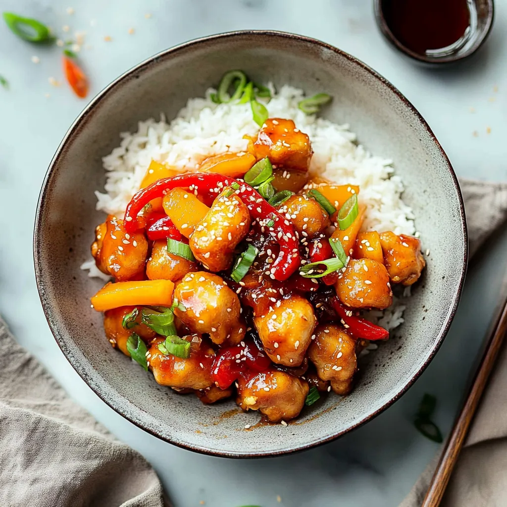 A bowl of chicken and rice with a spoon.