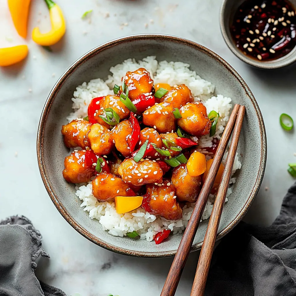 A bowl of chicken and rice with chopsticks.