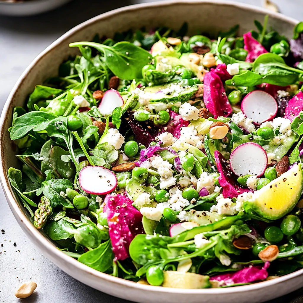 A large bowl of greens mixed with snap peas and other veggies.