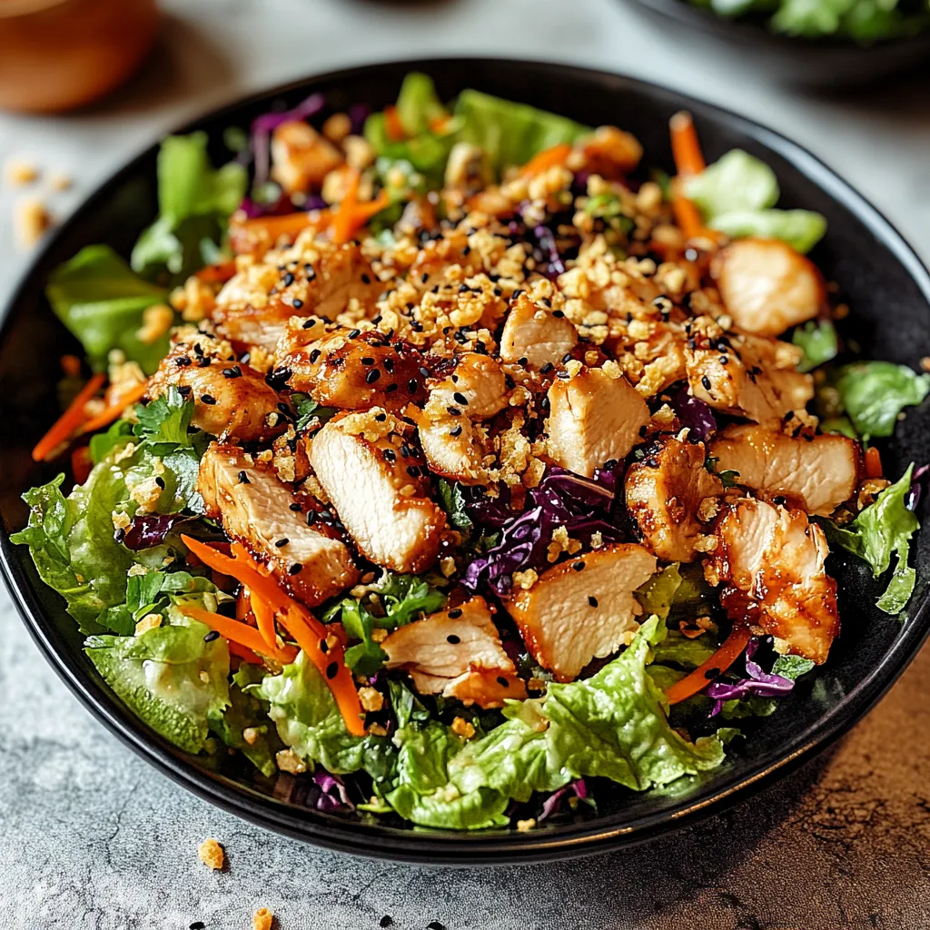 A bowl of greens, chicken, and nuts.