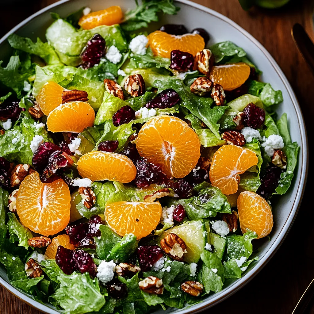 A bowl of salad with oranges and walnuts.