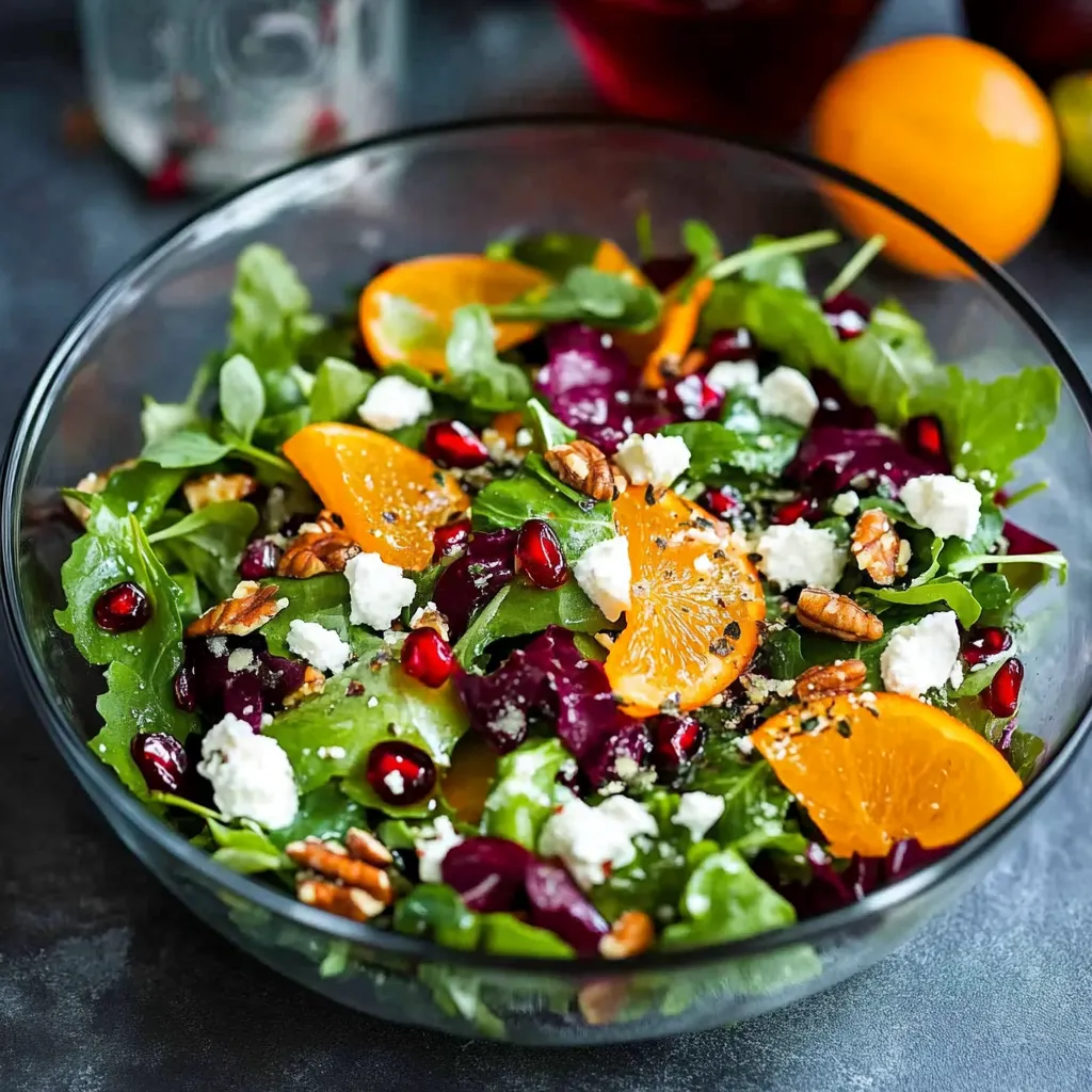 A bowl of salad with oranges and walnuts.