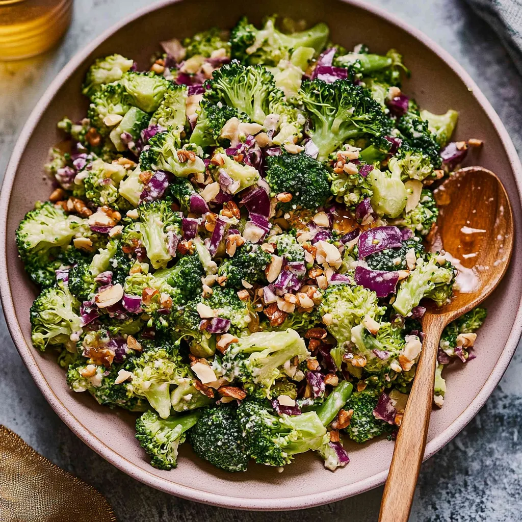 A bowl of broccoli with nuts.