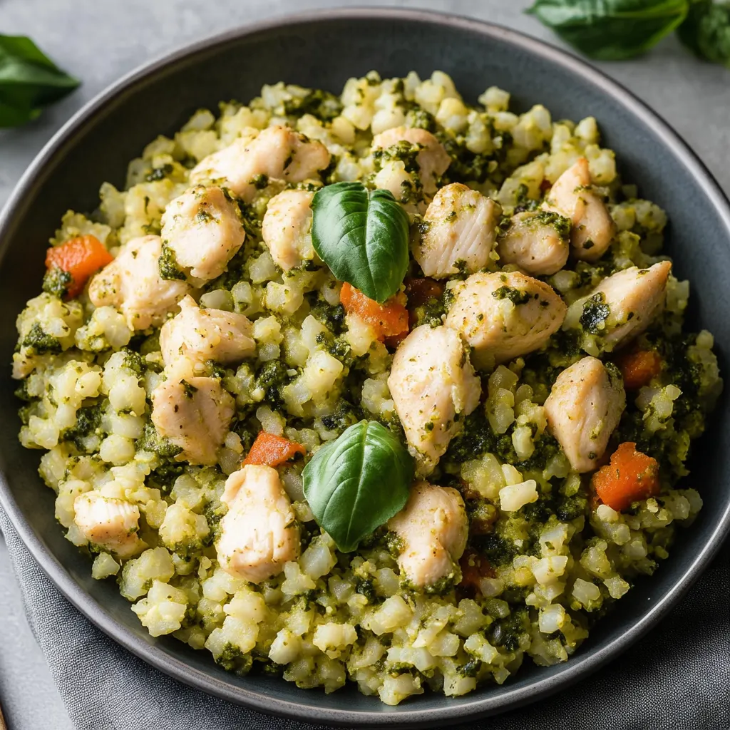 A bowl of chicken and vegetables.
