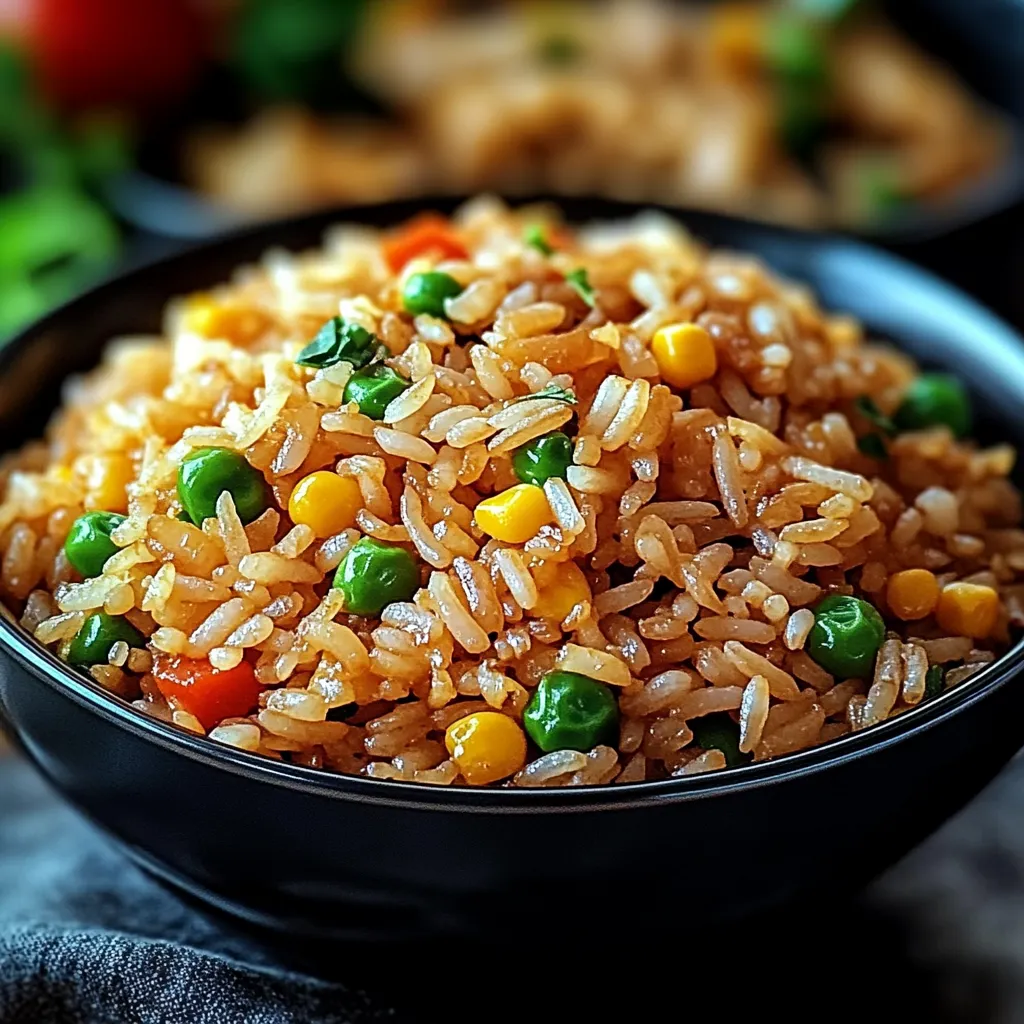 A bowl of rice with peas and corn.