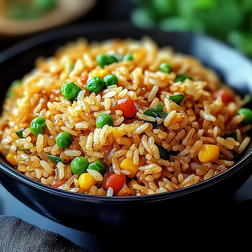 A bowl of rice mixed with peas and corn.